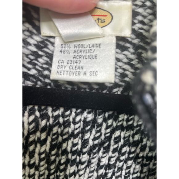 Talbot's Wool Blend Black White Zip Up Knit Cardigan Sweater Mock Turtleneck‎ S - Picture 6 of 11